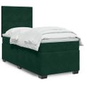 vidaXL Posteľný rám boxsping s matracom tmavozelený 90x200 cm zamat