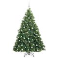 vidaXL Umelý vianočný stromček s 300 LED-i Zelená 180 cm PE a PVC