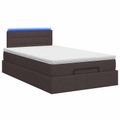 vidaXL Ottoman posteľ s matracom a LED Tmavohnedá 120 x 190 cm Látka