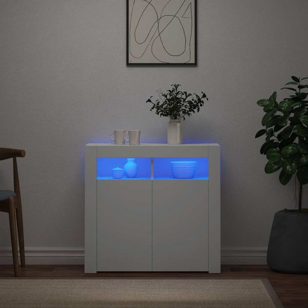 vidaXL Komoda s LED svetlami biela 80x35x75 cm