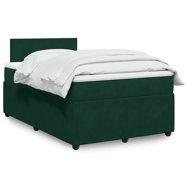 vidaXL Boxspring posteľ s matracom, tmavozelená 120x190cm, zamat