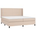 vidaXL Boxspring posteľ matrac a LED kapučínová 200x200 cm umelá koža