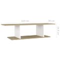 vidaXL Nástenná TV skrinka dub sonoma a biela 103x30x26,5 cm