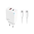 Nabíjačka Maxlife MXTC-09-45AC PD QC 1x USB-C 1x USB 45W biela + kábel USB-C - USB-C 2,0m 60W
