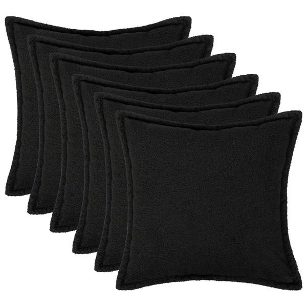 vidaXL Poťah na podložku 6 pcs HOUTEN Čierna 65 x 65 cm Bouclé