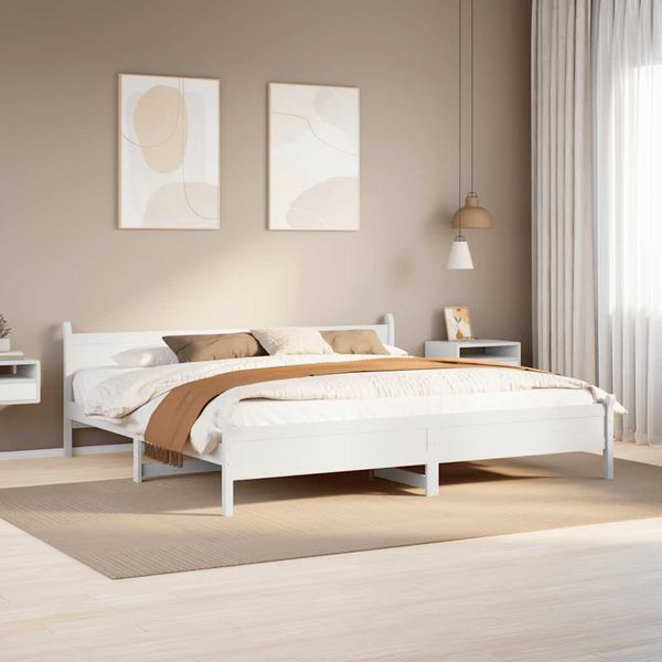vidaXL Posteľ bez matraca biela 200x200 cm masívna borovica