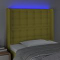 vidaXL Čelo postele s LED zelené 103x16x118/128 cm látka