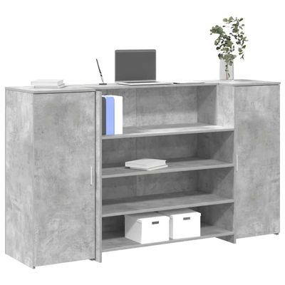 vidaXL Recepčný stôl betónovo sivý 180x50x103,5 cm kompozitné drevo