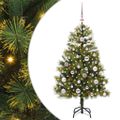vidaXL Umelý vianočný stromček s pniškami Zelená 120 cm PVC a PE a kov