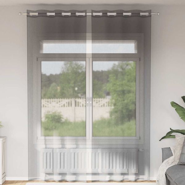 vidaXL Voálové závesy s priechodkami 2 ks tmavosivé 140x300 cm
