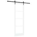 vidaXL Posuvné dvere Biela 78 x 232 cm Masívne borovicové drevo a sklo