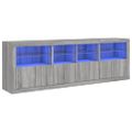 vidaXL Komoda s LED svetlami sivá sonoma 202x37x67 cm