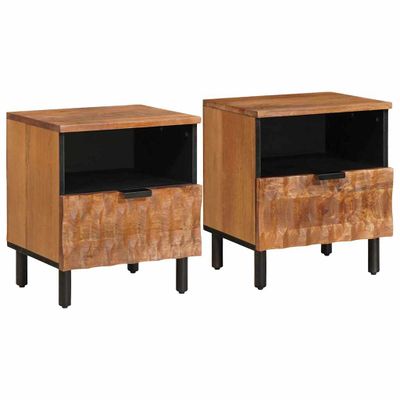 vidaXL Nočný stolík 2 pcs Hnedá 40 x 33 x 46 cm Masívne mango drevo