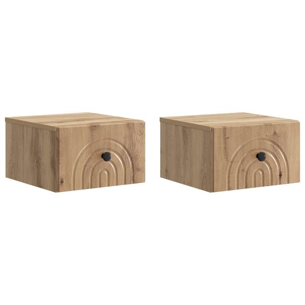 vidaXL Nástenná nočná skrinka 2 pcs Dub artisan 33 x 34,5 x 20 cm