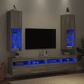 vidaXL TV skrinky s LED svetlami 2 ks sivé sonoma 30,5x30x102 cm
