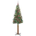 vidaXL Úzky vianočný stromček s 300 LED-i so stojanom Zelená 210 cm