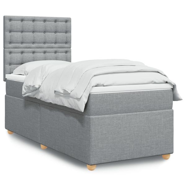 vidaXL Posteľný rám boxsping s matracom bledosivý 80x200 cm látka