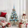 vidaXL Umelý vianočný stromček Zelená a biela 120 cm PVC, kov a plast