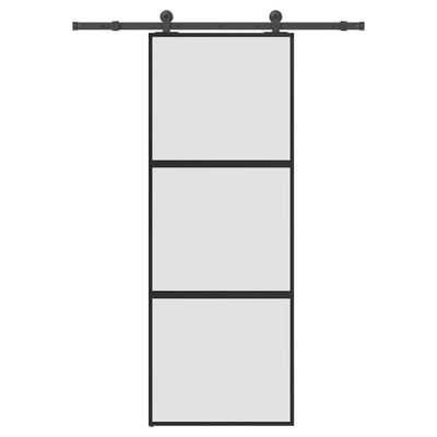 vidaXL Posuvné dvere s kovaním 76x205 cm tvrdené sklo a hliník úzke