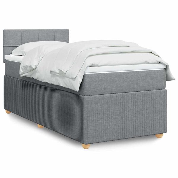 vidaXL Posteľný rám boxsping s matracom bledosivý 90x190 cm látka