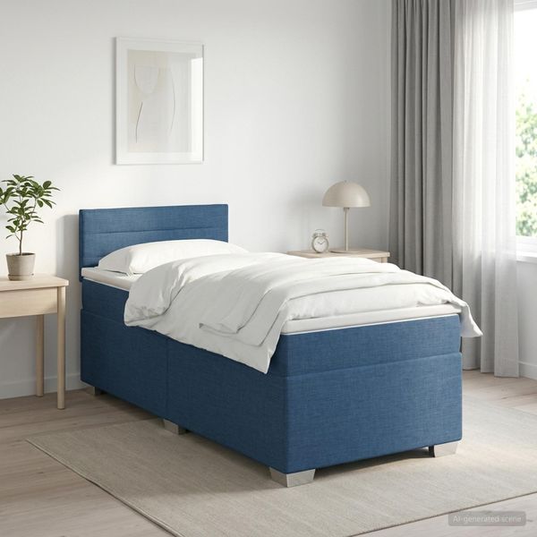 vidaXL Posteľ boxspring s matracom Modrá 100 x 200 cm Látka