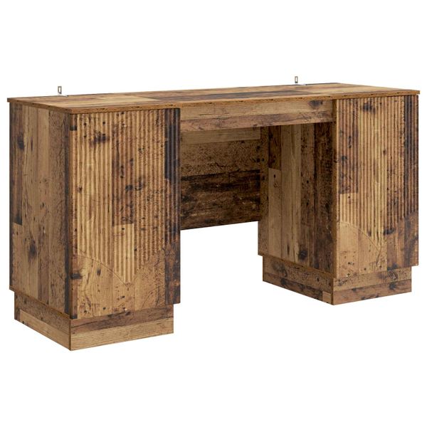vidaXL Stôl s poličkou Staré drevo 142,5 x 50 x 75 cm Kompozitné drevo