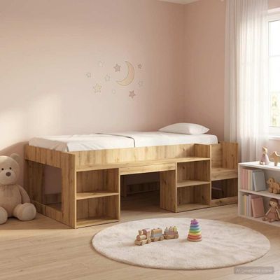 vidaXL Detská posteľová konštrukcia so skladovaním Dub artisan