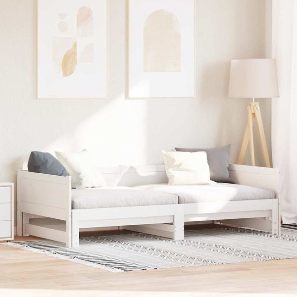 vidaXL Vytiahnuť Dennú Posteľ Biela 203,5 x 184 x 56,5 cm