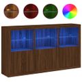 vidaXL Komoda s LED svetlami hnedý dub 181,5x37x100 cm