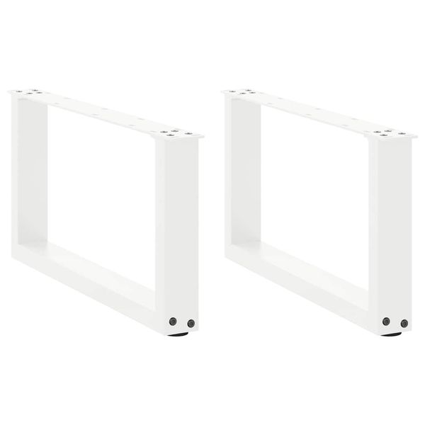 vidaXL Nohy konferenčného stolíka v tvare U, 2 ks, biele, 60 x (30-31) cm, oceľové