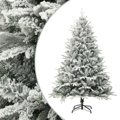 vidaXL Zasnežený umelý vianočný stromček zelený 210 cm PVC&PE