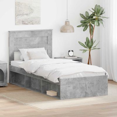 vidaXL Rám postele Betónová šedá 100 x 200 cm Masívne borovicové drevo