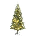 vidaXL Umelý vianočný stromček 300 LED, súprava gulí a sneh 210 cm