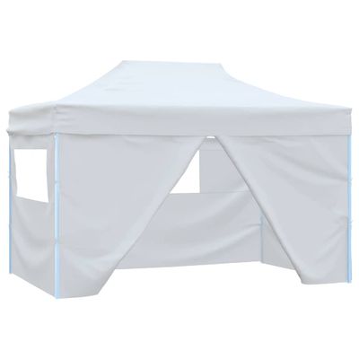 vidaXL Profesionálny skladací párty stan+4 steny 280x410x315 cm, oceľ, biely