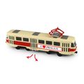 Kovová česká retro električka červená 16 cm PRAGUE - otváracie dvere