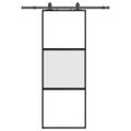 vidaXL Posuvné dvere s kovaním čierne 76x205 cm tvrdené sklo
