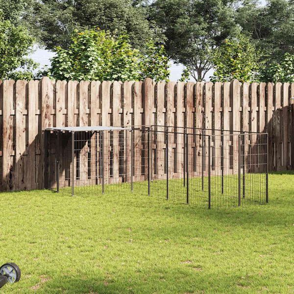 vidaXL Koterec pre psy čierny 4,84 m² oceľ