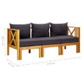 vidaXL 3-miestna záhradná lavica s vankúšmi 179 cm akáciový masív