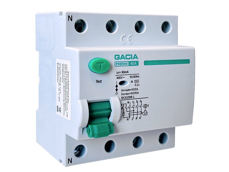 Prúdový chránič GACIA PR8NM typ A /40A/30mA/4P/6kA
