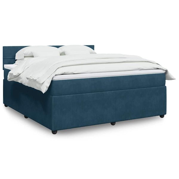 vidaXL Posteľný rám boxsping s matracom modrý 180x200 cm zamat