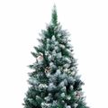 vidaXL Zasnežený umelý vianočný stromček s borovicovými šiškami 210 cm