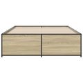 vidaXL Posteľný rám dub sonoma 135x190 cm kompozitné drevo a kov
