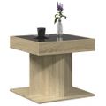 vidaXL Konferenčný stolík s LED dub sonoma 50x50x45 cm kompozit. drevo