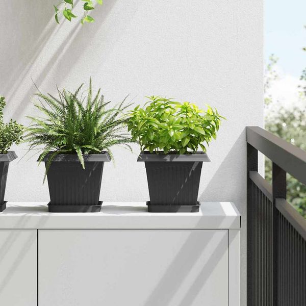 vidaXL Kvetináče 6 pcs Čierna 20 x 20 x 16 cm Plast