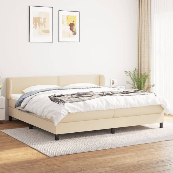 vidaXL Boxspring posteľ s matracom krémová 200x200 cm látka