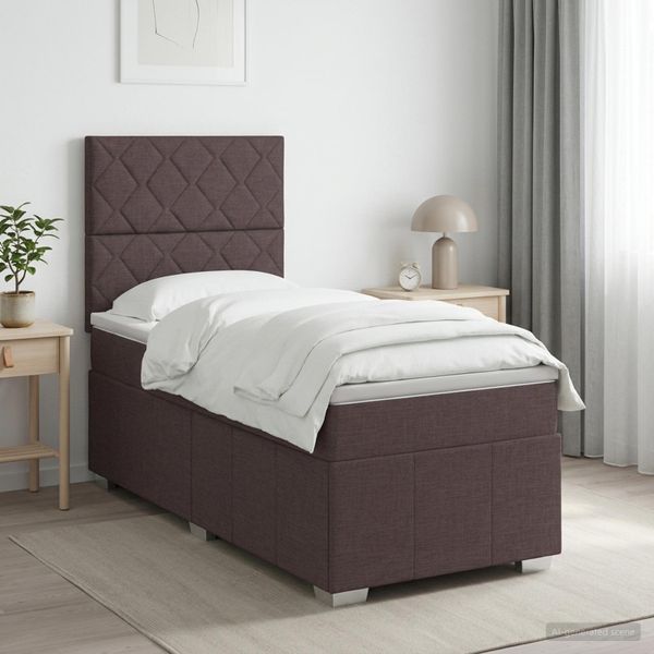 vidaXL Posteľ boxspring s matracom Tmavohnedá 100 x 200 cm Látka