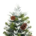 vidaXL Osvetlený vianočný stromček so šiškami, zelený 225 cm, PVC a PE