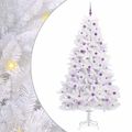 vidaXL Umelý Sklápací Vianočný Stromček Biela 240 cm PVC a oceľ