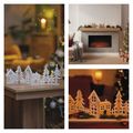 LED dekorácia drevená –  vesnička, 60 cm, 2x AA, teplá biela, časovač