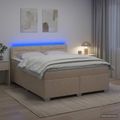 vidaXL Posteľ s boxspringom a matracom a LED Krémová 140 x 190 cm